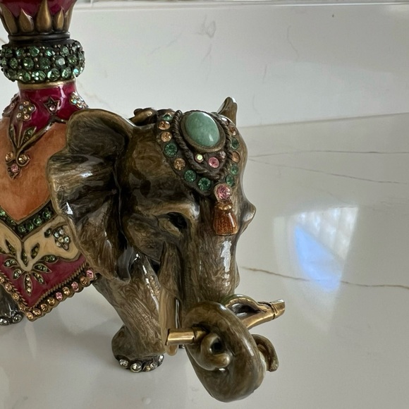 🐘 JAY STRONGWATER Elephant Footed Stone Bowl Enameled & Swarovski Crystals el - Picture 6 of 16